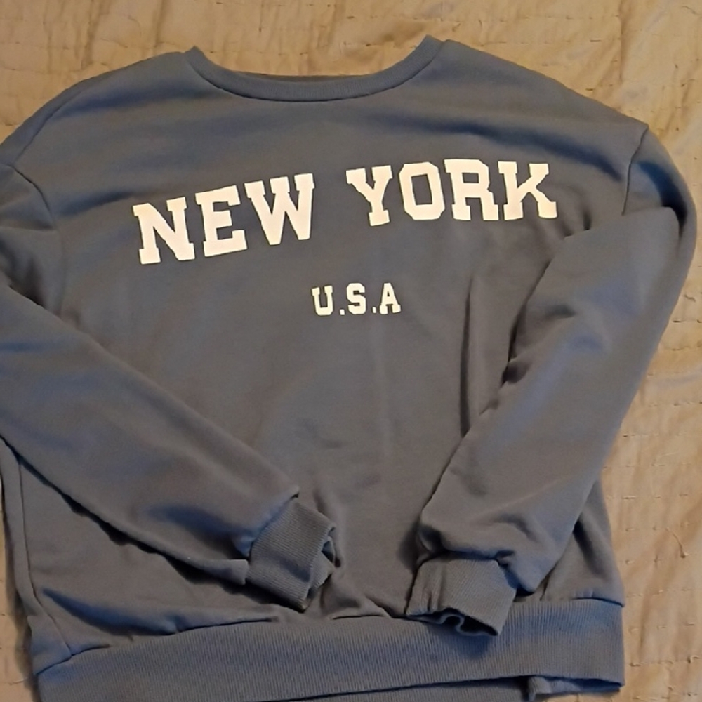 SHEIN Blue 'New York USA' Kids Sweatshirt